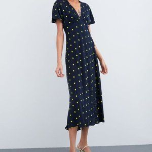 Zara Blue & Yellow Polka Dot Dress